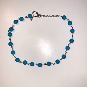 teal and silver bead necklace